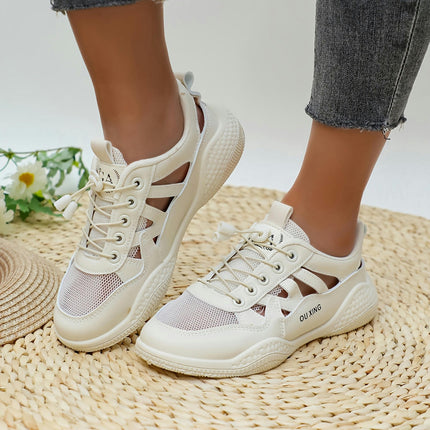 1 Pair Women'S Sneakers-Lightweight Low Top Lace-Up Sports Shoes  for All-Season Casual Wear