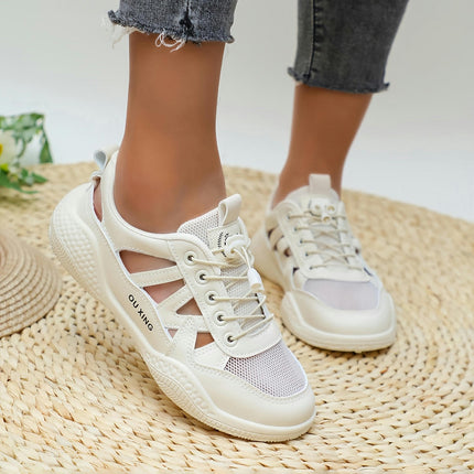 1 Pair Women'S Sneakers-Lightweight Low Top Lace-Up Sports Shoes  for All-Season Casual Wear