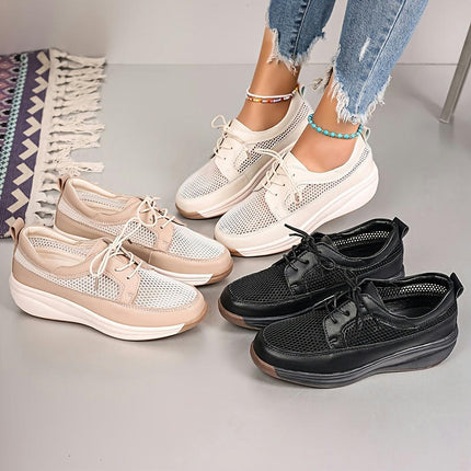 1 Pair Women'S Casual Sneakers-Lightweight Low Top Lace-Up Shoes All-Season Comfort for Spring