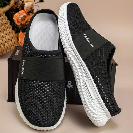 Women's Solid Color Mules, Soft Sole Platform Slip On Walking Shoes, Half Drag Breathable Shoes