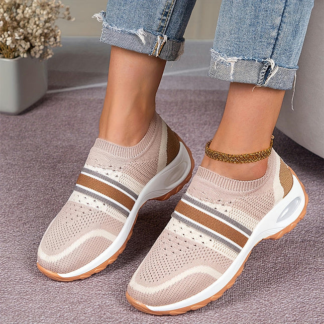 Women's Slip-On Sneakers - Breathable, Lightweight Casual Sneakers with Thick Sole