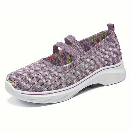 Casual Slip On Outdoor Shoes, Comfortable Low Top Shoes Women's Breathable Knit Sneakers