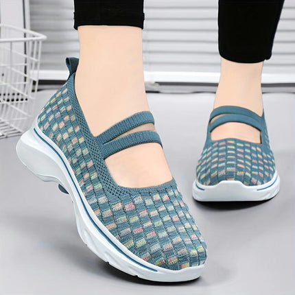 Casual Slip On Outdoor Shoes, Comfortable Low Top Shoes Women's Breathable Knit Sneakers