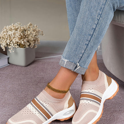 Women's Slip-On Sneakers - Breathable, Lightweight Casual Sneakers with Thick Sole