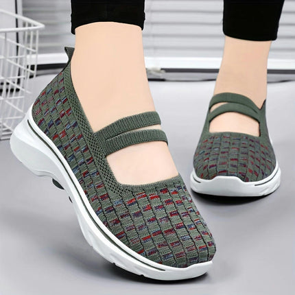 Casual Slip On Outdoor Shoes, Comfortable Low Top Shoes Women's Breathable Knit Sneakers