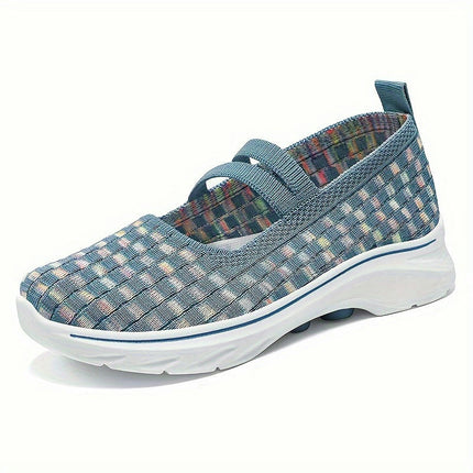 Casual Slip On Outdoor Shoes, Comfortable Low Top Shoes Women's Breathable Knit Sneakers