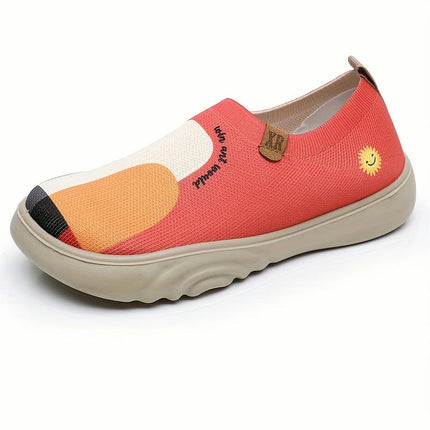 Spring And Autumn Women's Shoes Painted Casual Shoes Soft Bottom Thick Bottom Single Step Shoes