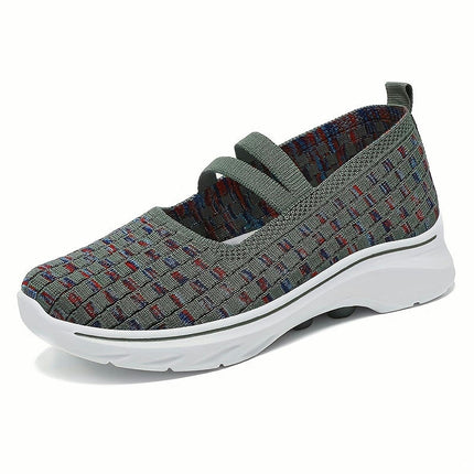 Casual Slip On Outdoor Shoes, Comfortable Low Top Shoes Women's Breathable Knit Sneakers