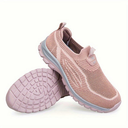 Women's Slip On Knitted Sneakers, Lightweight Soft Sole Walking Shoes, Breathable Daily Footwear