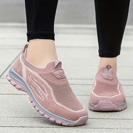 Women's Slip On Knitted Sneakers, Lightweight Soft Sole Walking Shoes, Breathable Daily Footwear