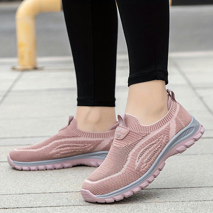 Women's Slip On Knitted Sneakers, Lightweight Soft Sole Walking Shoes, Breathable Daily Footwear