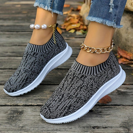 Women's Knitted Athletic Sneakers, Breathable Non-slip Lightweight Sports Footwear Walking Shoes