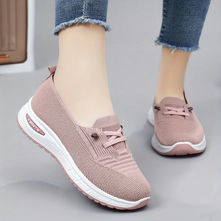 Plus Size Breathable Women's Knitted Sports Shoes, Comfy Slip On Walking Trainers, Outdoor Sneakers