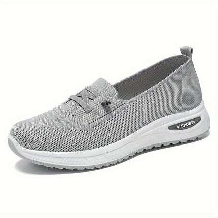 Plus Size Breathable Women's Knitted Sports Shoes, Comfy Slip On Walking Trainers, Outdoor Sneakers