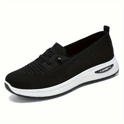 Plus Size Breathable Women's Knitted Sports Shoes, Comfy Slip On Walking Trainers, Outdoor Sneakers