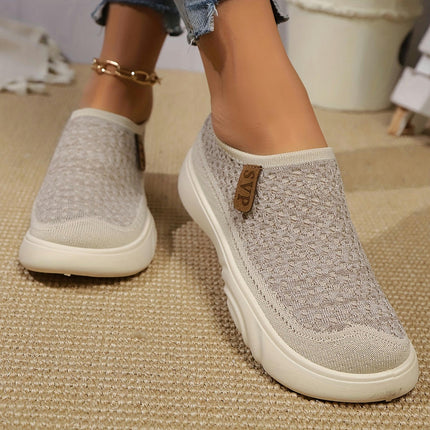 Women's Breathable Knit Slip-On Sneakers-Casual, Lightweight, Non-Slip Shoes for All Seasons