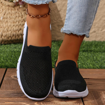 Women's Breathable Knit Sneakers - Casual Slip-On Walking Shoes, Lightweight & Comfortable