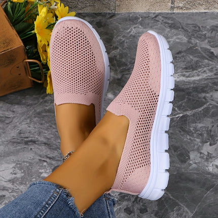 Women's Breathable Knit Sneakers - Casual Slip-On Walking Shoes, Lightweight & Comfortable