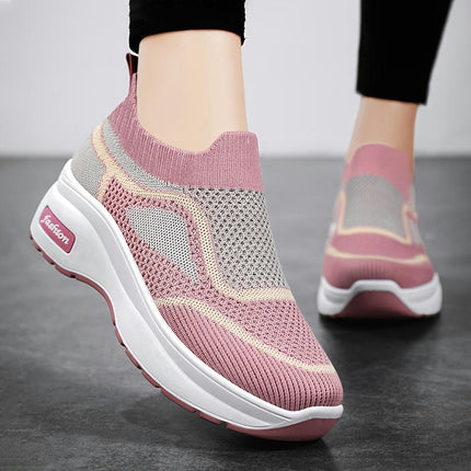 Women's Slip-On Casual Sneakers-Breathable, Comfortable Thick Sole Shoes with Easy Wear Design