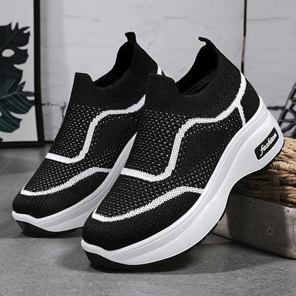 Women's Slip-On Casual Sneakers-Breathable, Comfortable Thick Sole Shoes with Easy Wear Design