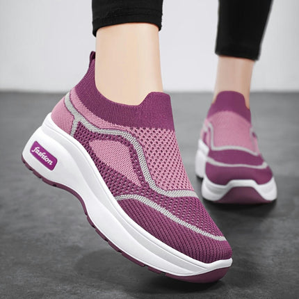 Women's Slip-On Casual Sneakers-Breathable, Comfortable Thick Sole Shoes with Easy Wear Design