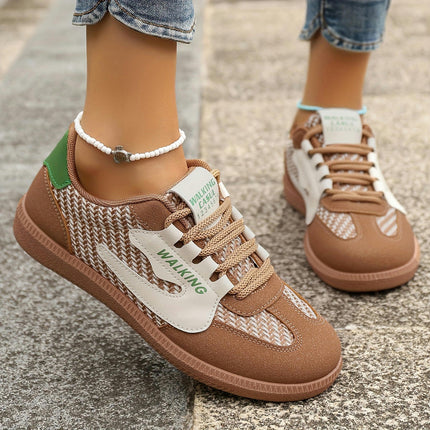 Women'S Casual Walking Sneakers, Low Top, Lace-Up, Breathable Fabric Versatile for All Seasons