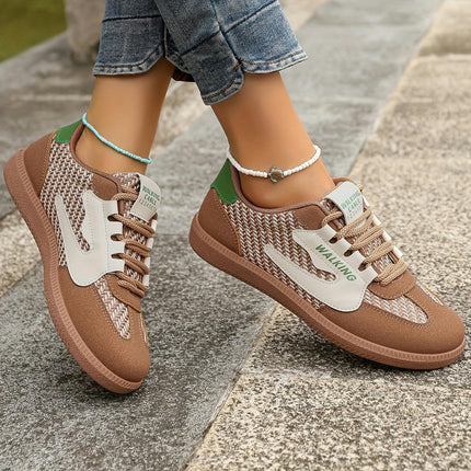 Women'S Casual Walking Sneakers, Low Top, Lace-Up, Breathable Fabric Versatile for All Seasons