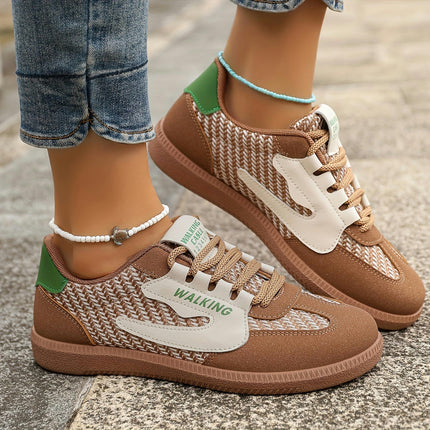 Women'S Casual Walking Sneakers, Low Top, Lace-Up, Breathable Fabric Versatile for All Seasons