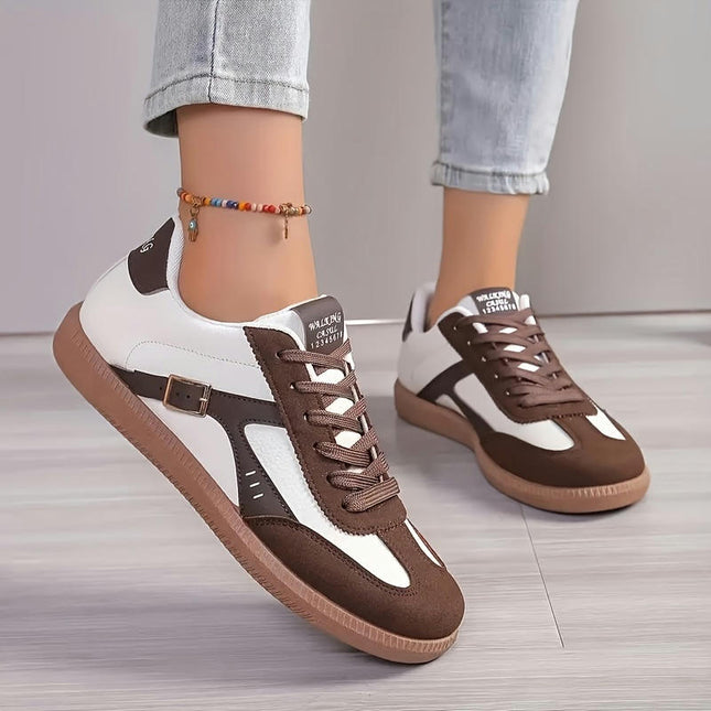 Women's Elegant Low Top Sneakers - Lightweight Lace-Up Shoes All-Season Casual Footwear