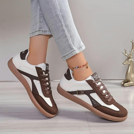 Women's Elegant Low Top Sneakers - Lightweight Lace-Up Shoes All-Season Casual Footwear