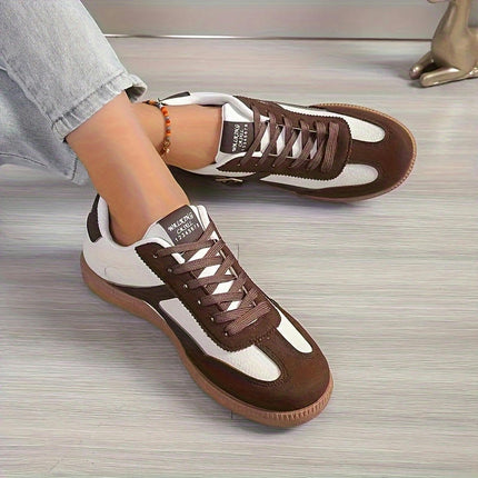 Women's Elegant Low Top Sneakers - Lightweight Lace-Up Shoes All-Season Casual Footwear