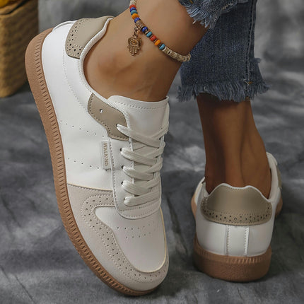 Women's Casual Sneakers-Round Toe, Lace-Up, Flat Sole in Plus Size Autumn Winter Sports Shoes