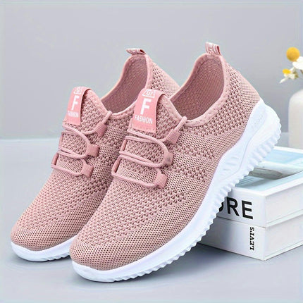 Women's Breathable Flying Woven Running Shoes, Comfortable And Lightweight Outdoor Sports Sneakers