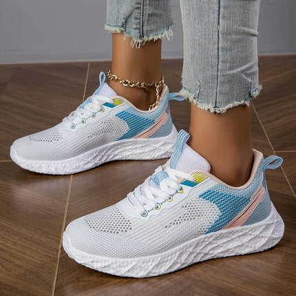 Women's Breathable Mesh Knitted Casual Sports Shoes,Casual Lace Up Outdoor Shoes Fitness Shoes