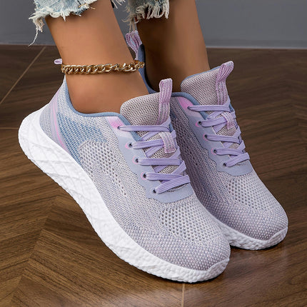 Women's Breathable Mesh Knitted Casual Sports Shoes,Casual Lace Up Outdoor Shoes Fitness Shoes