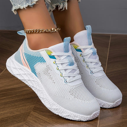 Women's Breathable Mesh Knitted Casual Sports Shoes,Casual Lace Up Outdoor Shoes Fitness Shoes