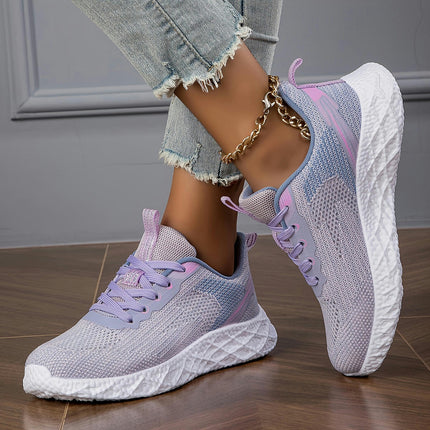 Women's Breathable Mesh Knitted Casual Sports Shoes,Casual Lace Up Outdoor Shoes Fitness Shoes