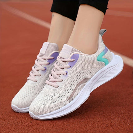 Women's Breathable Knit Sneakers, Casual Lace Up Outdoor Shoes, Comfortable Low Top Sport Shoes