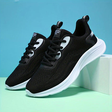 Women's Breathable Knit Sneakers, Casual Lace Up Outdoor Shoes, Comfortable Low Top Sport Shoes