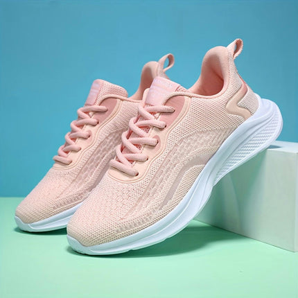 Women's Breathable Knit Sneakers, Casual Lace Up Outdoor Shoes, Comfortable Low Top Sport Shoes