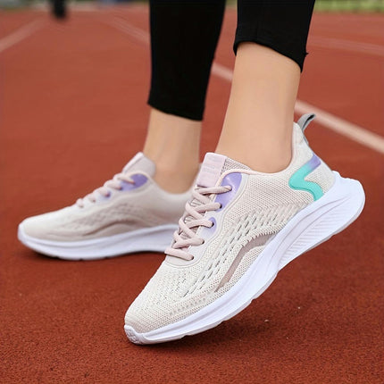 Women's Breathable Knit Sneakers, Casual Lace Up Outdoor Shoes, Comfortable Low Top Sport Shoes