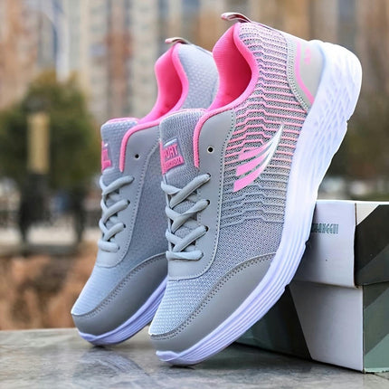 Colorblock Mesh Panel Women's Flatform Sneakers, Round Toe Casual Outdoor Sporty Shoes