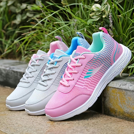 Colorblock Mesh Panel Women's Flatform Sneakers, Round Toe Casual Outdoor Sporty Shoes