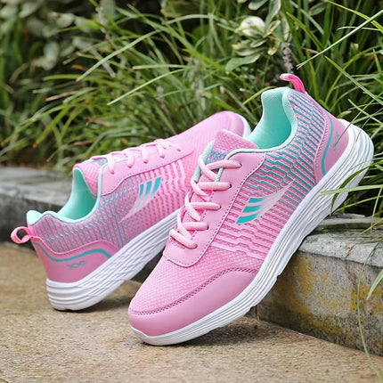 Colorblock Mesh Panel Women's Flatform Sneakers, Round Toe Casual Outdoor Sporty Shoes