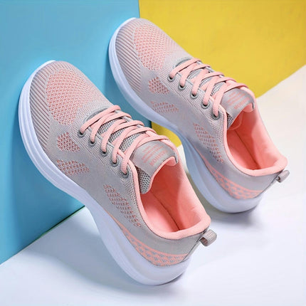 Womens Lightweight & Breathable Knit Sneakers - Casual Lace-Up Outdoor Shoes for All-Day Wear