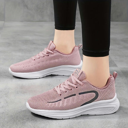 Women's Shoes Mesh Four Seasons Single Shoes Lightweight and Breathable Student Running Shoes Pink