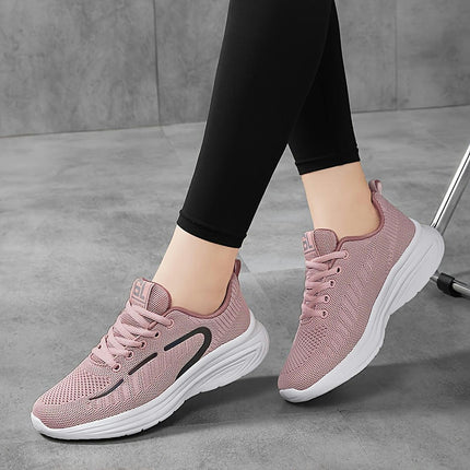 Women's Shoes Mesh Four Seasons Single Shoes Lightweight and Breathable Student Running Shoes Pink