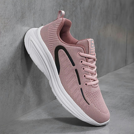 Women's Shoes Mesh Four Seasons Single Shoes Lightweight and Breathable Student Running Shoes Pink