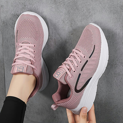 Women's Shoes Mesh Four Seasons Single Shoes Lightweight and Breathable Student Running Shoes Pink