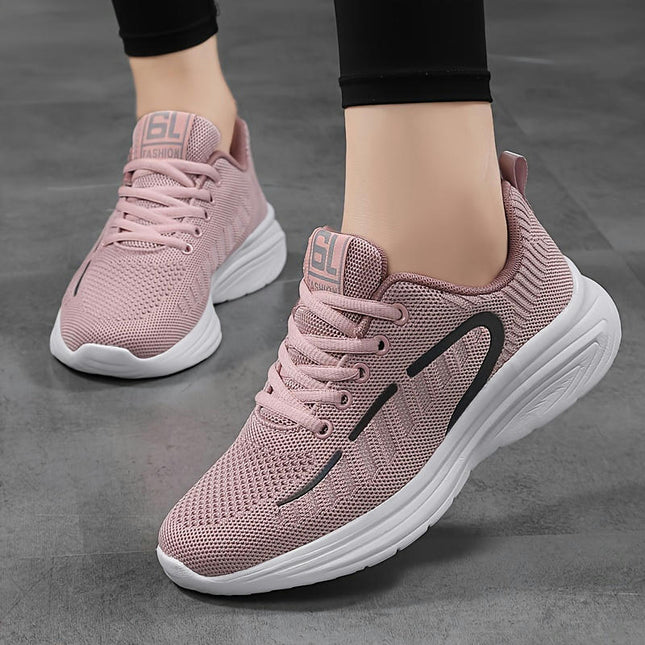 Women's Shoes Mesh Four Seasons Single Shoes Lightweight and Breathable Student Running Shoes Pink